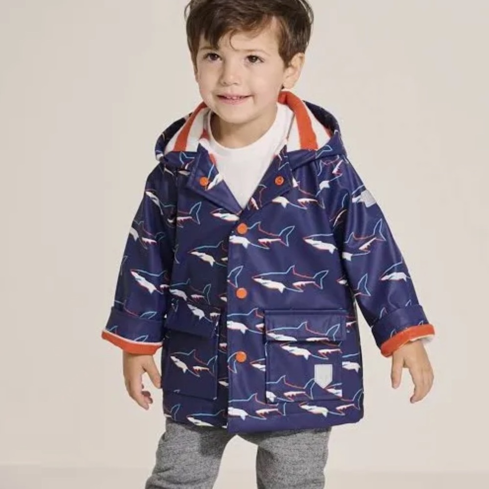 Hatley Baby Boys Sharks Rain Jacket Size 4T